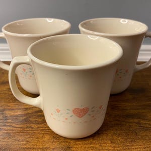 Vintage Corelle Corning Ware Coffee Cups Forever Yours Pattern Vintage Set of 3
