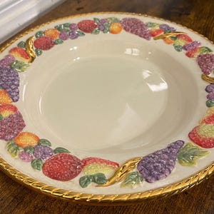 Vintage Avon Spiced Fruit Porcelain Plate Candle Holder and Potpourri Dish