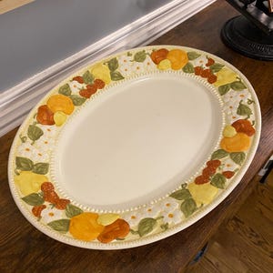 Vintage Metlox Della Robbia Poppytrail Vernon Ware California Pottery 14” Retro Serving Platter