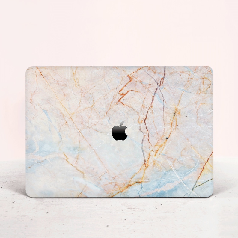 Marble Macbook Cover Light Blue Pro 13 Inch Case Rust Cracked Etsy