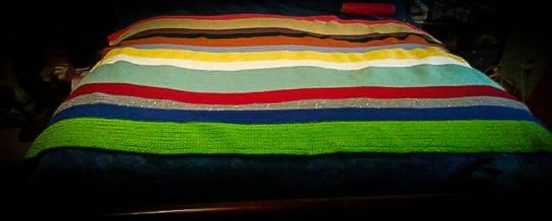 Multi-Colored Single Crochet Queen Size Afghan Blanket Handmade Very Warm