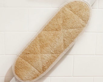 Natural Loofah Back Scrubber Strap with Terry Cloth || Light to Medium Exfoliator