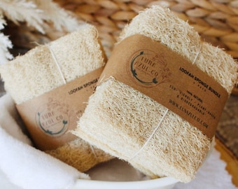 Natural Loofah Sponge Bundle: Eco-Friendly, Vegan, Biodegradable (5 Piece)
