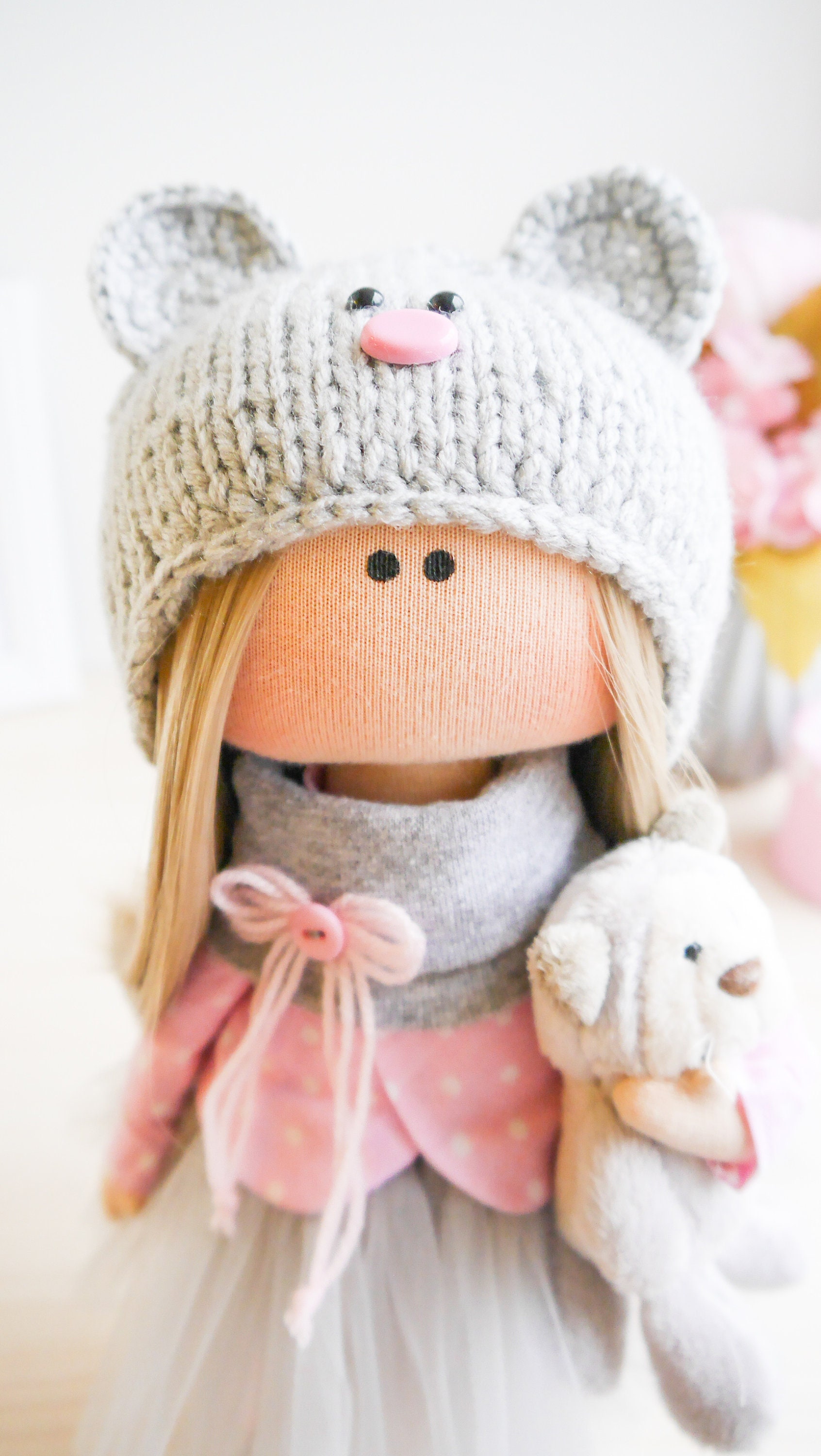 Teddy bear knitted hat tutorial for dolls Easy instructions Etsy