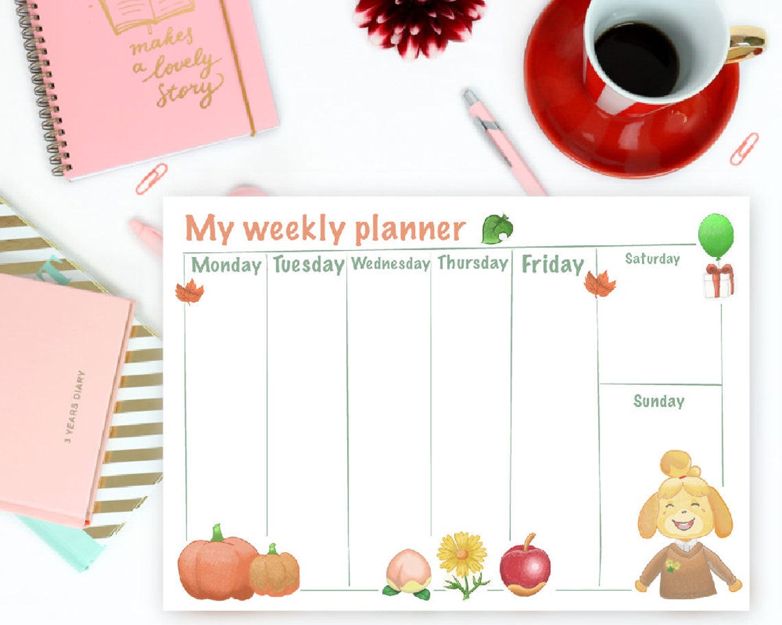 Printable weekly planner Animal Crossingtheme weekly Etsy