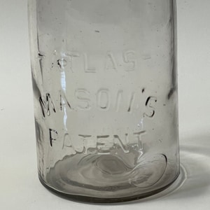 Clear atlas mason patent jar 7” tall