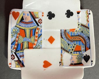 Vintage Playing Card Ashtray | Mid Century Card Suit Trinket Dish