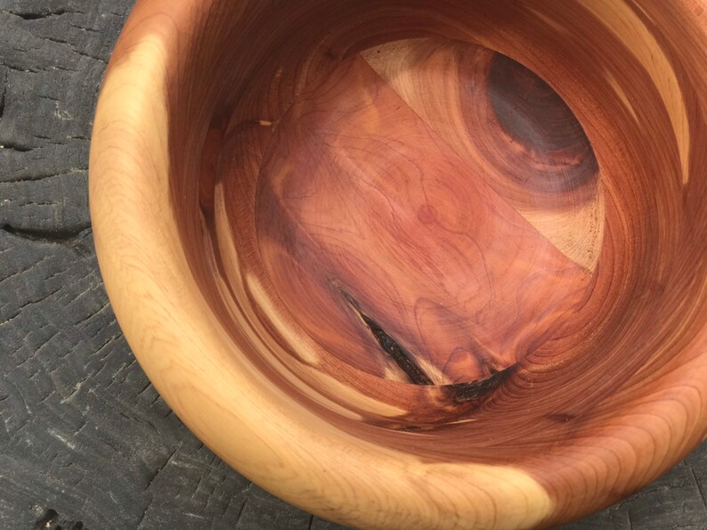 Cedar natural finish wood bowl Hand turned bowl