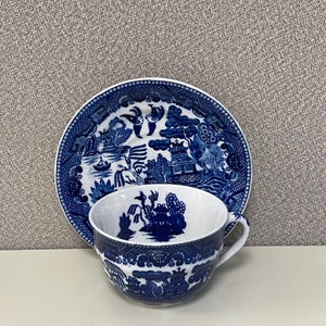 Vintage Royal Vale Blue Rose Teacup and Saucer