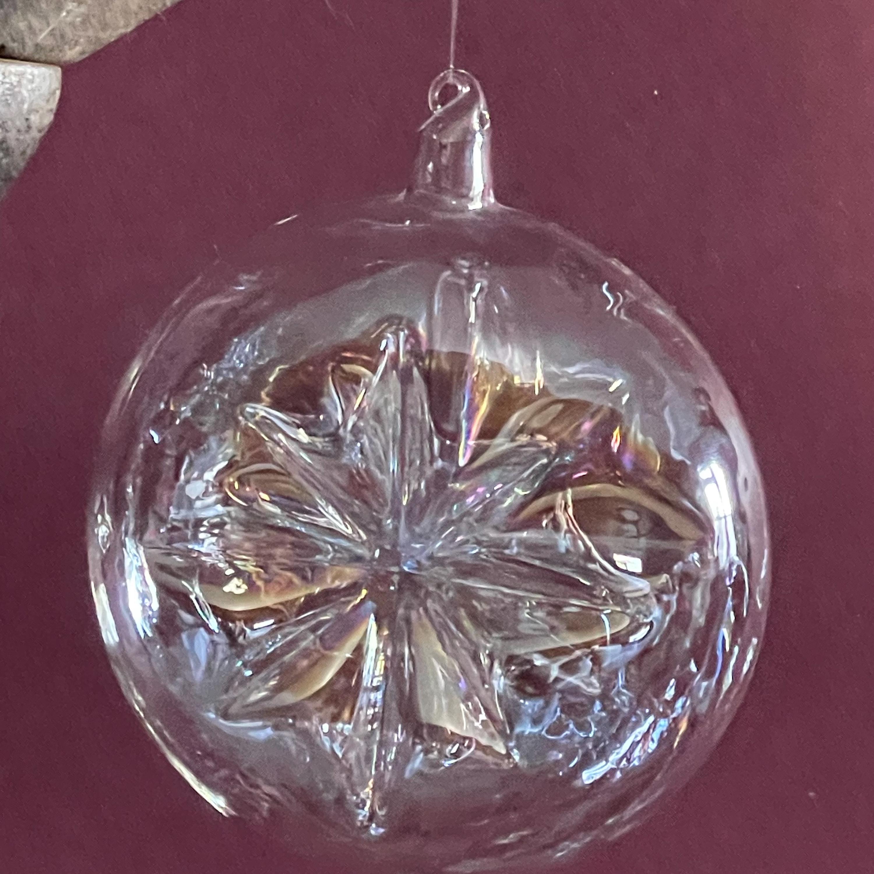 Shining glass star pleated edges Christmas ornament