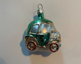 Vintage glass Christmas ornament bug car