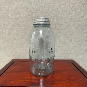 Clear atlas strong shoulder mason  jar 9” tall
