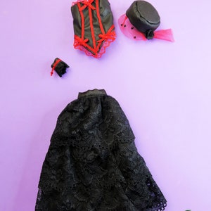 Red and black Gothic outfit for Barbie dolls image 2