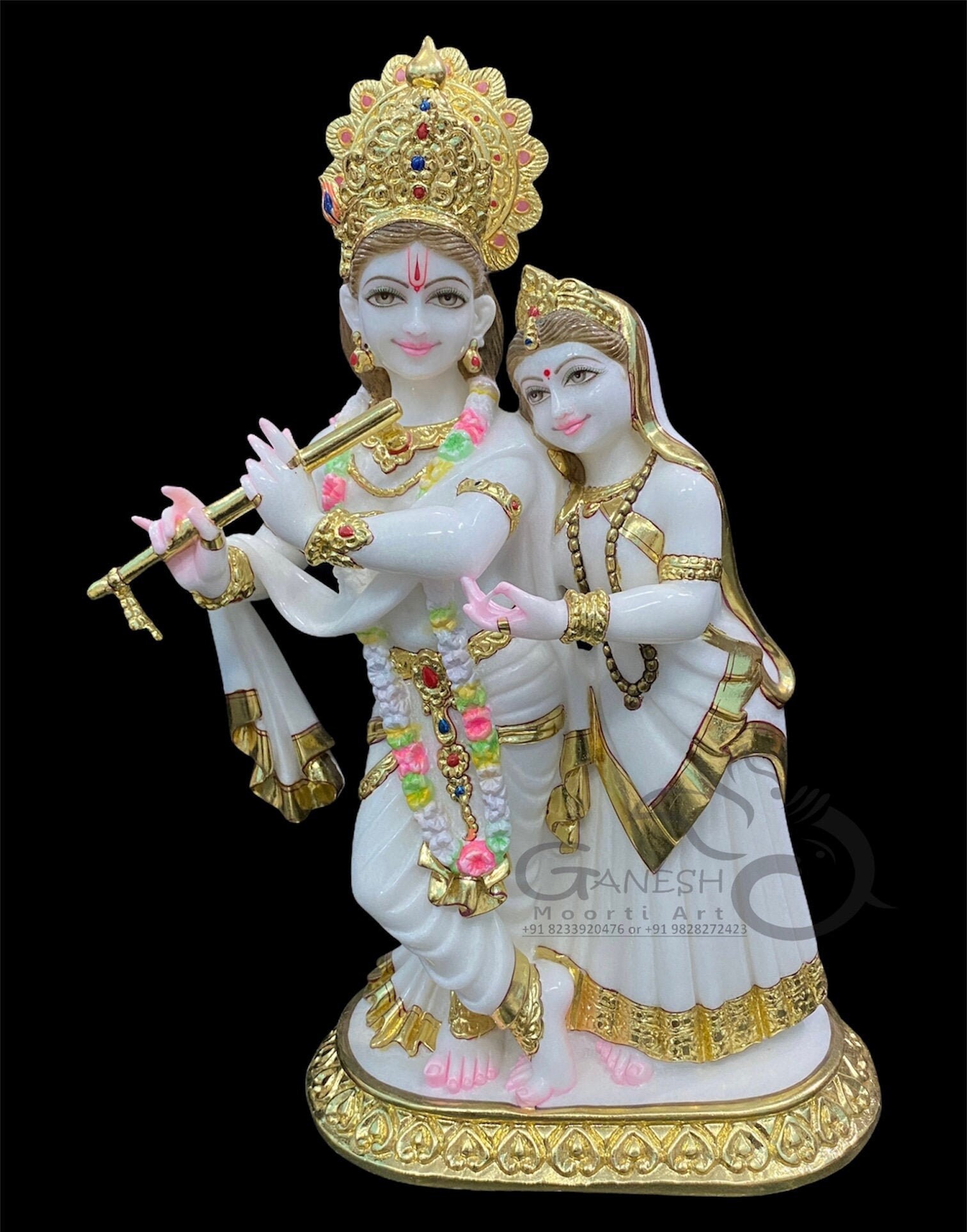 Radha Krishna white Marble idol in single piece of stone sold Etsy