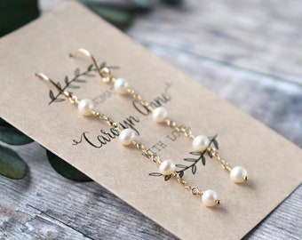 Pearl Dangle Earrings, Pearl Earrings, Gold Earrings, June Birthday, June Birthstone, Gift for Her, Wedding Jewellery