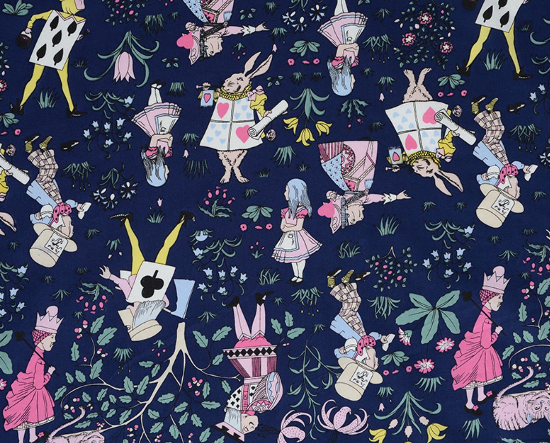 Alice in Wonderland Fabric Cotton Fabric Alice Adventures Etsy UK