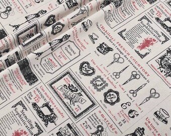 Vintage sewing machine cotton fabric by metre, Cotton linen mix fabric, Sewing theme fabric, Vintage sewing machine, Vintage fabric