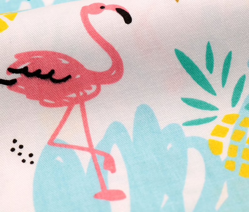Blue Flamingo Cotton Fabric Flamingo Sewing Blue Flamingo Etsy
