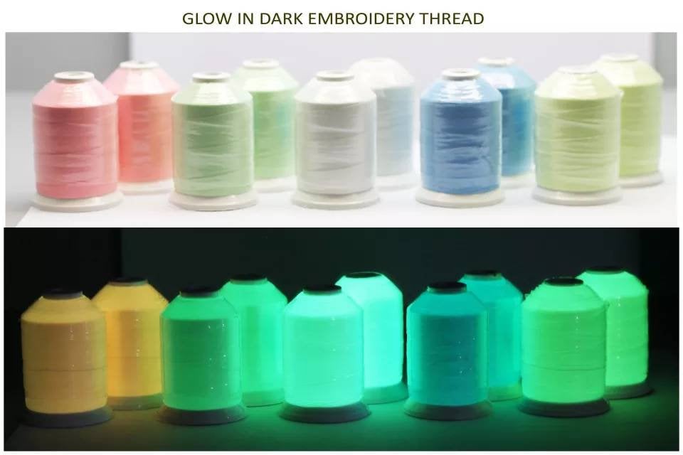 Glow in The Dark Embroidery Thread Sewing Thread Colorful 30wt Long Glow Duration for Hand Embroidery, Sewing, Quilting for Music Festivals, Raves