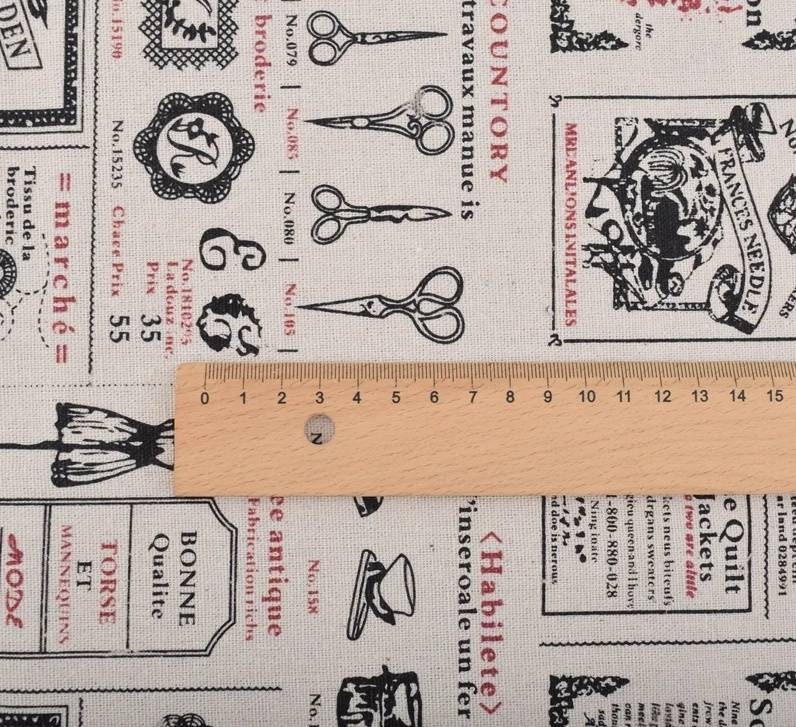 Tissu Vintage En Coton Et Lin – Motif Imprimé Naturel, Pour Couture, Bricolage, Loisirs Créatifs