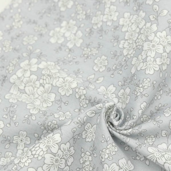 Gray Floral Fabric Etsy