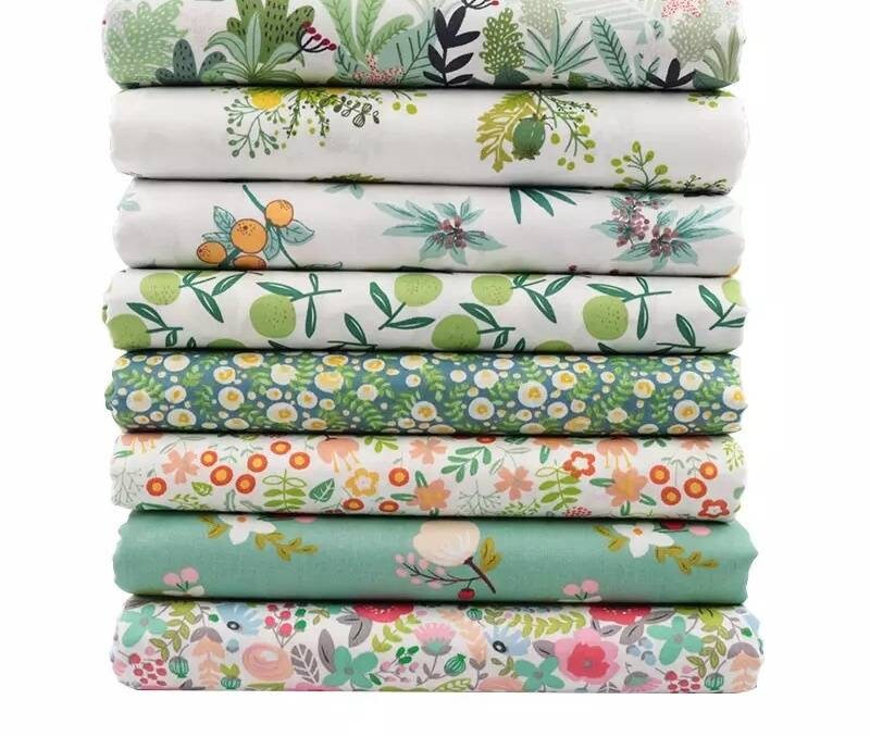 Green fabric bundle cotton fabric 8 piece | Etsy