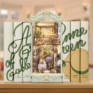 DIY Booknook madera miniatura libro rincón estante regalos para novia insertar rompecabezas de madera 3D DIY sala de artesanía libro rincón kit regalo de Navidad