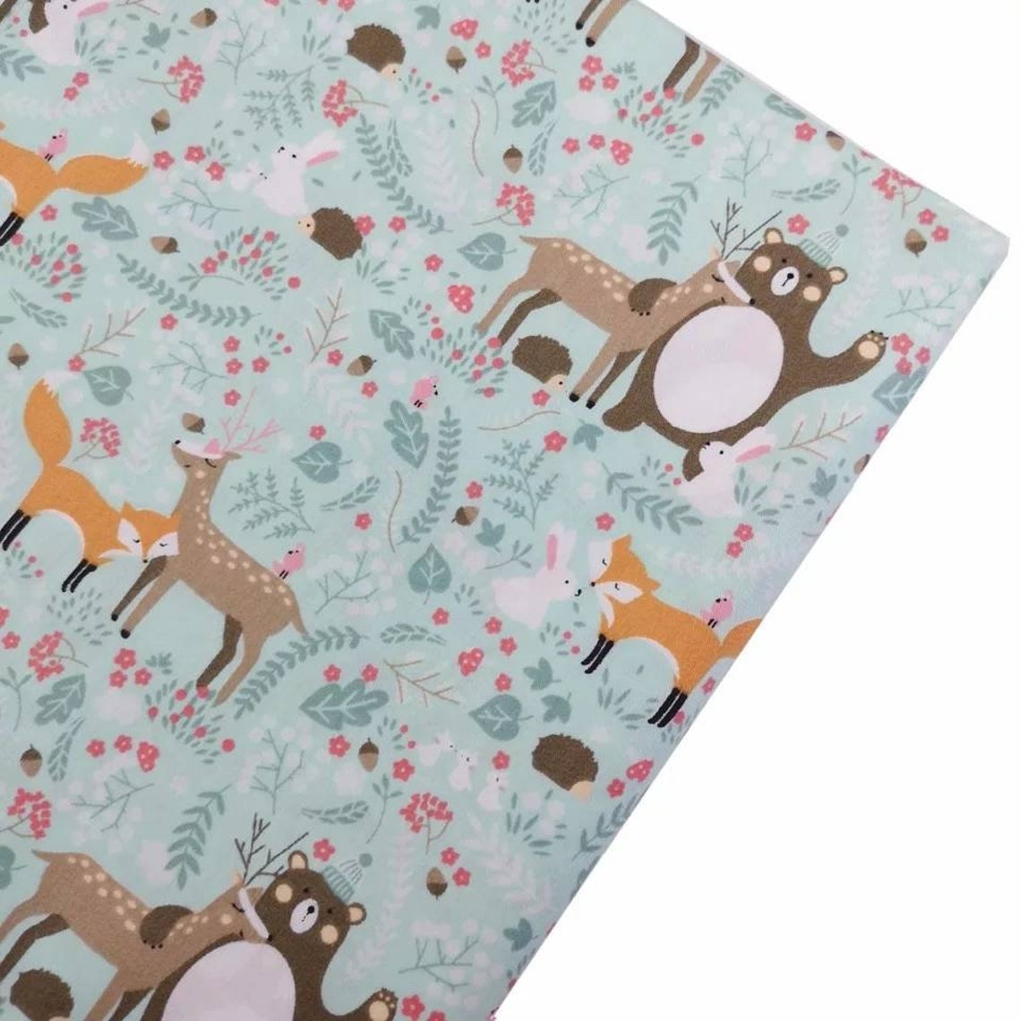 Woodland nursery 100 cotton nursery fabric bear fox dear Etsy