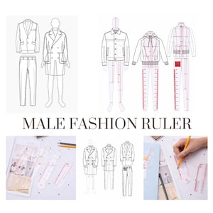 Modetekenliniaal, manequinliniaal, designerliniaal, liniaal patroon maken, kleermaker, liniaal modeontwerp, patroonliniaal, illustratie