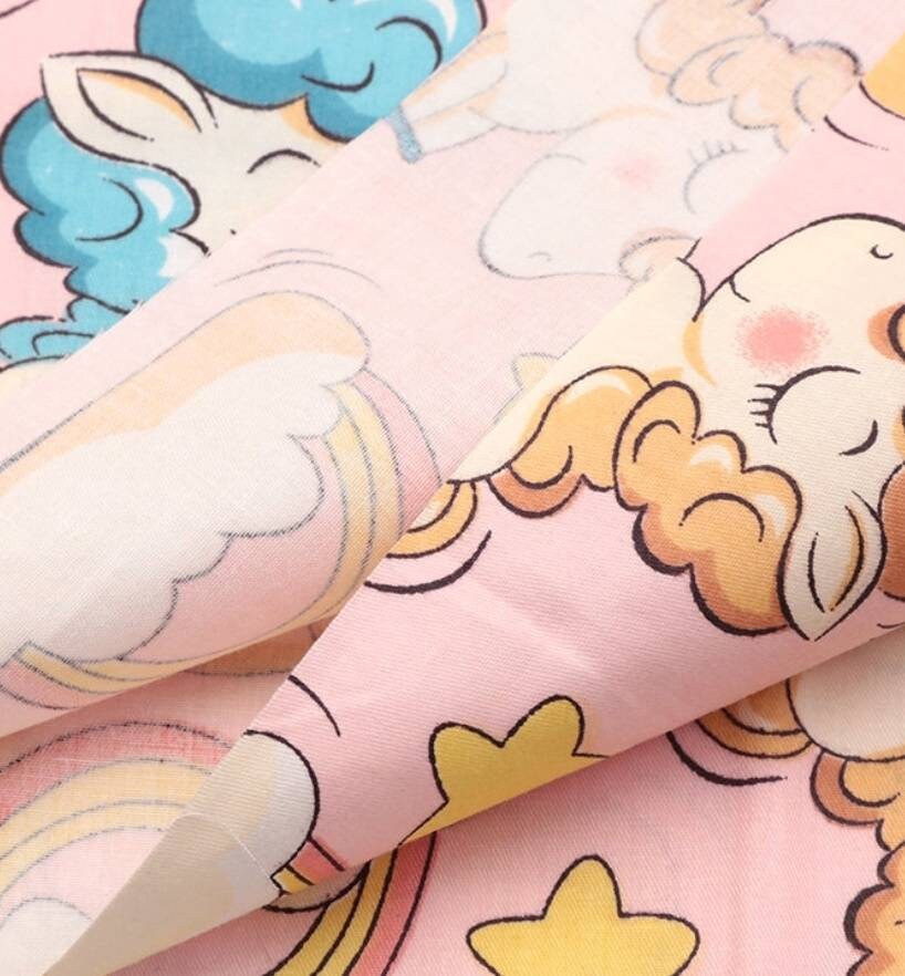 Pink unicorn fabric Cotton fabric Nursery decor Baby girl Etsy