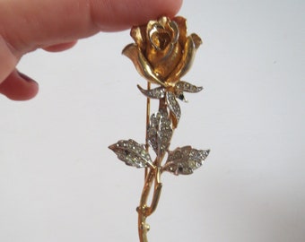 Vintage 1960er Jahre Marcel Boucher Brosche Rosenblüten gebürstetes Gold französisch