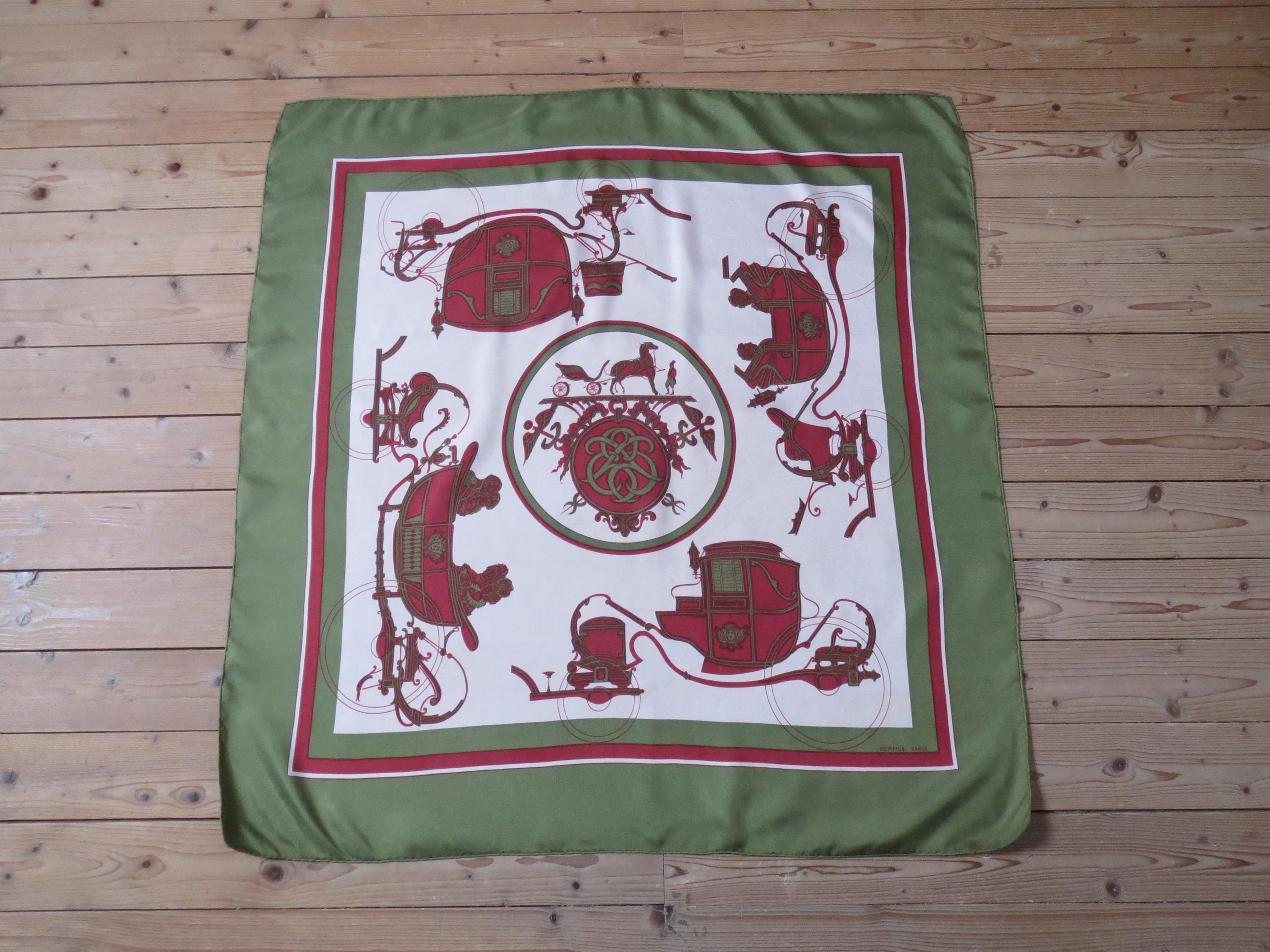 Vintage 1950s 1960s Hermes Paris 100% Silk Large Scarf Ex-Libris by Hugo Grygkar RARE