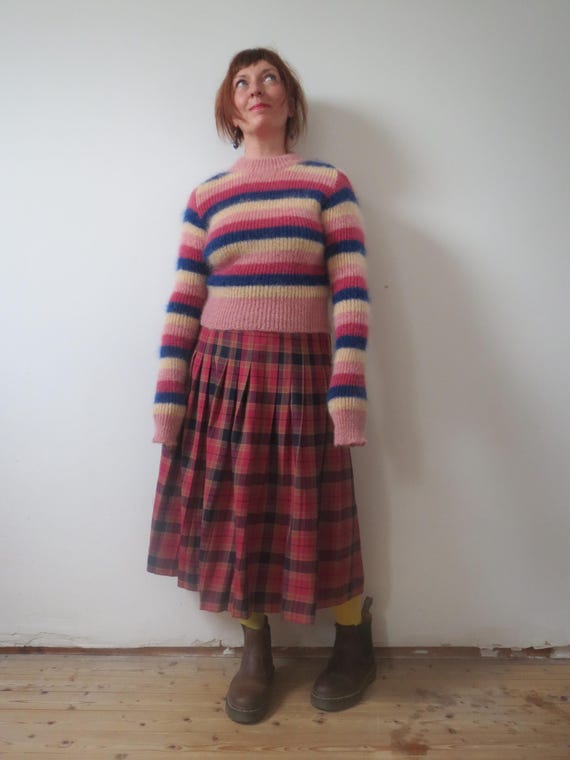 Hysteric Glamour, Vintage 1990s Hysteric Glamour Japan Mohair Wool Mix Sweater Cropped Striped Punk Kawai M 38 10 Rare Collectible