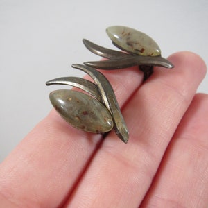 Vintage Delphine Nardin Paris clip on earrings 1970s 1980s bronze precious stones