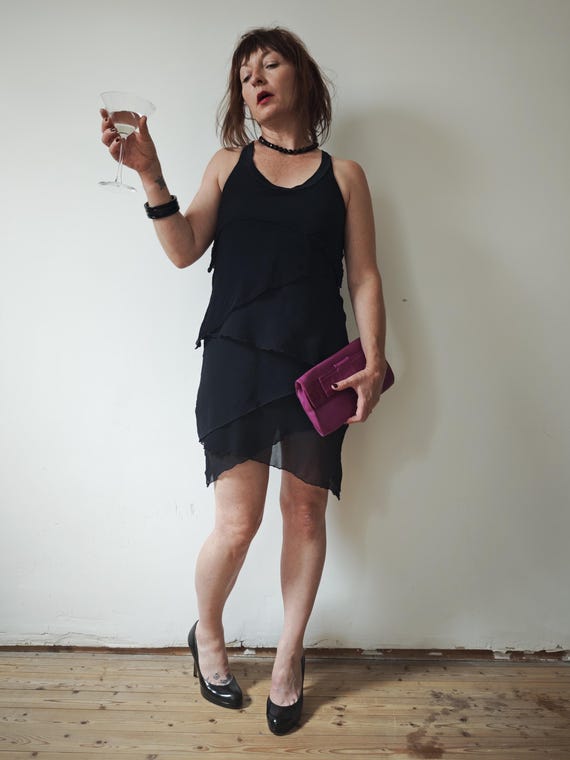 Vintage 2000s See by Chloé 100% silk plisse cocktail dress 38 M 10