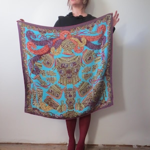 Hermes 100 % silke twill foulard huvudduk sjal ‘Sous l'Egide de Mars’ Pierre Marie sällsynt designer lyxsamlare