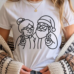 Santa & Mrs Claus Couple PNG | Christmas T Shirt Design | Love Peace Holiday Shirt | Printable PNG