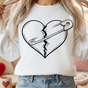 Broken Heart Safety Pin SVG | Grunge Anti-Valentine Design (Digital Download)