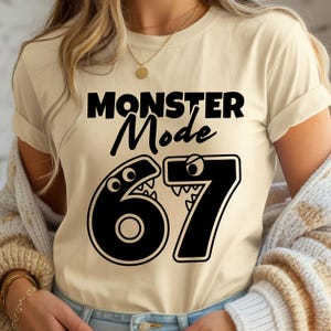 Monster Mode 67 SVG PNG | Gen Z Meme T-shirtgrafik (digital nedladdning)