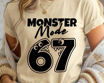 Monster Mode 67 SVG PNG / Gráfico para camiseta con meme de la Generación Z (Descarga digital)