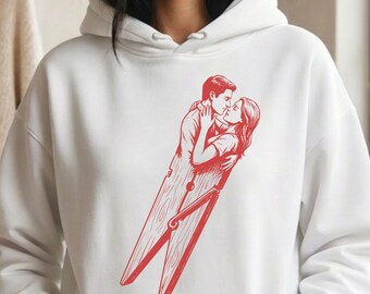 Pareja besándose con pinzas de ropa SVG / Clipart romántico de San Valentín (paquete de 4 colores)