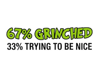 67% Grinched 33 Tratando de ser amable PNG / Cita divertida PNG / Diseño de sublimación inspirado en el Grinch / Gráfico de camiseta con humor navideño, descarga digital