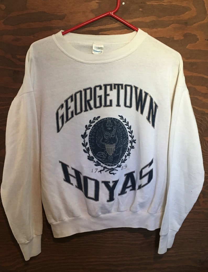 Vintage Georgetown University Hoyas 1980s NCAA College Crewneck White Sweatshirt Big East Washington college Large Vintage Georgetown University Hoyas 1980s NCAA College Crewneck White Sweatshirt Big East Washington college Large