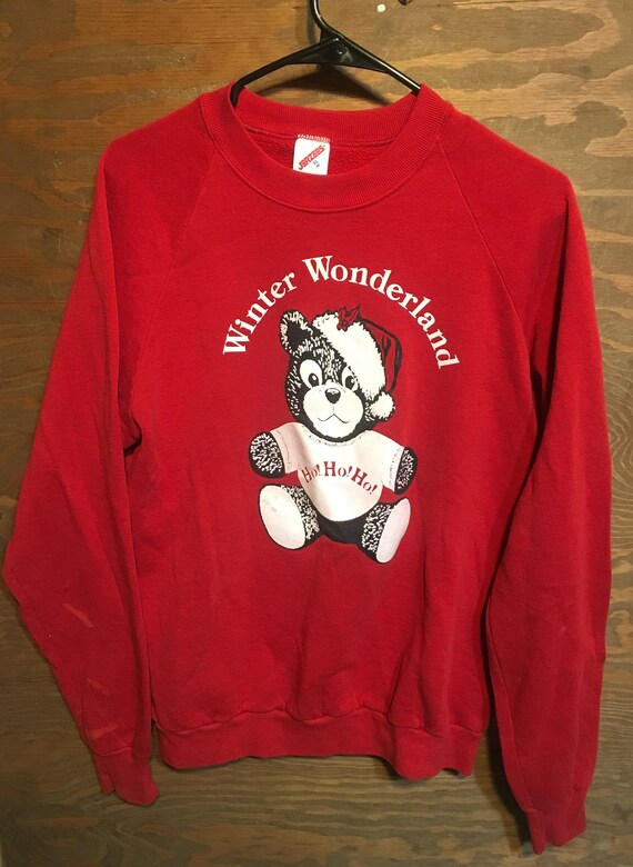 Vintage Christmas winter teddy bear sweatshirt.