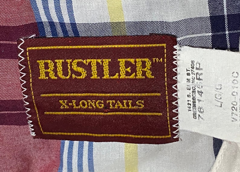 Vintage Rustler Plaid Rockabilly Western Pearl Snap Button Down Shirtsleeve shirt vintage Rustler Western Rockabilly Shirt Large