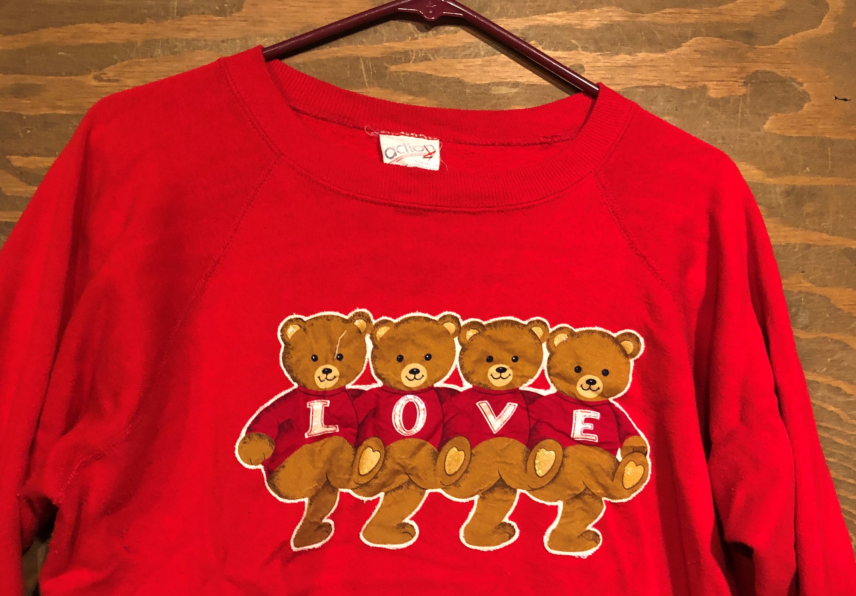 Vintage Love Bear Teddy Bear Red 1980s 80s Crewneck Sweatshirt | Etsy