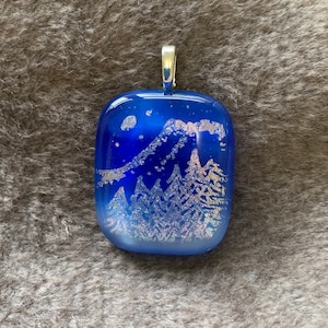 Moonlit Vermont Fused Glass Pendant