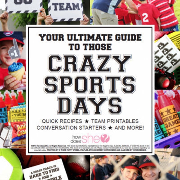 Crazy Sports Day Ebook, Anleitung, Team-Ausdrucke, druckbare Rezepte, druckbares Bundle, Fußball-Mama, Baseball-Mama, schnelle Rezepte