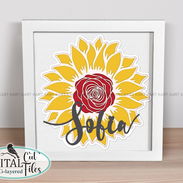 3D Custom monogram Shadow box Svg Cricut, Sunflower Shadow Box Svg, Box svg, Svgs shadow boxes, Layered Paper Art svg, 3D svg
