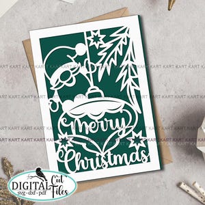 Tarjeta navideña svg Tarjeta fácil de hacer con Cricut, tarjeta de gnomo svg, tarjeta Cricut Joy, tarjeta Explore air, tarjeta Cricut Maker, plantilla de tarjeta cortada con láser